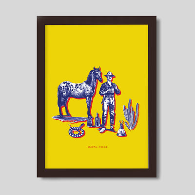 Marfa Cowboy Print Gallery Print Yellow / 8x10 / Walnut Frame Katie Kime