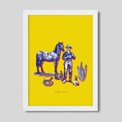 Marfa Cowboy Print Gallery Print Yellow / 8x10 / White Frame Katie Kime