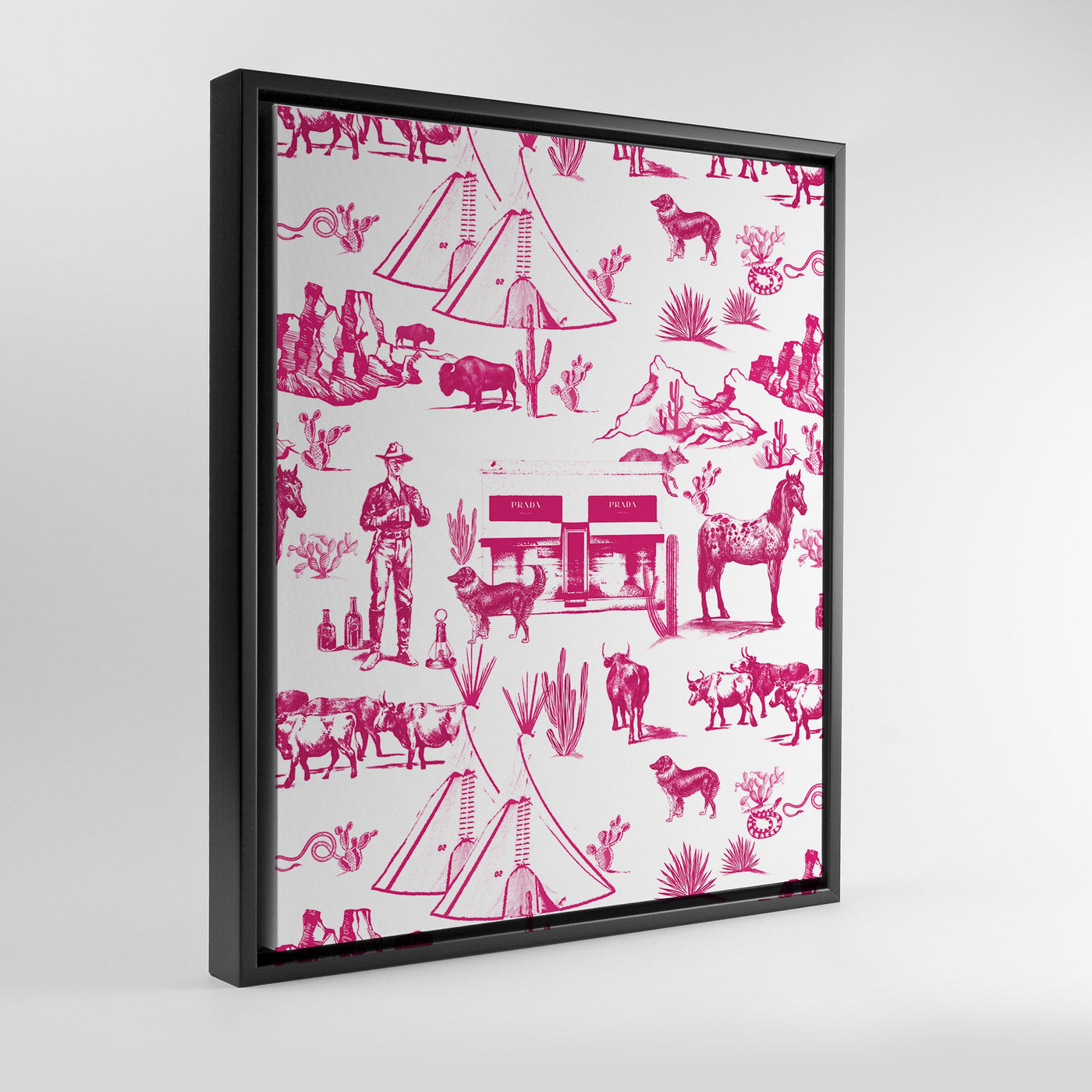 Marfa Toile Canvas Gallery Print Pink / 11x14 / Black Frame Katie Kime