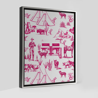Marfa Toile Canvas Gallery Print Pink / 20x24 / Silver Frame Katie Kime