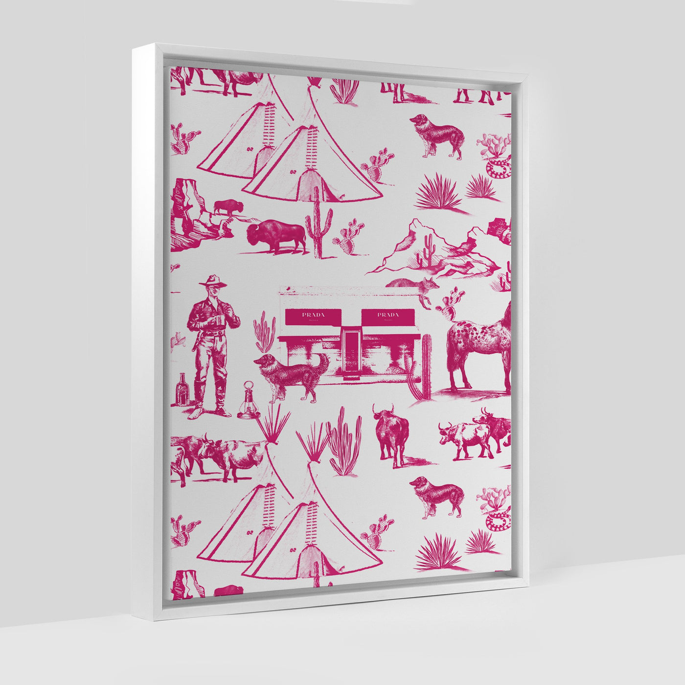 Marfa Toile Canvas Gallery Print Pink / 11x14 / White Frame Katie Kime