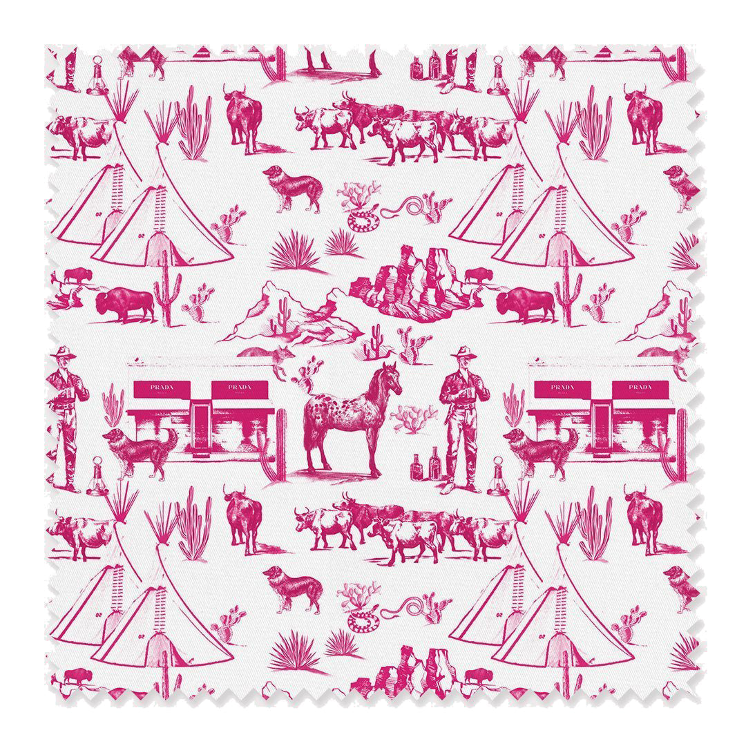 Marfa Toile Fabric Fabric By The Yard / Pink / Cotton Katie Kime