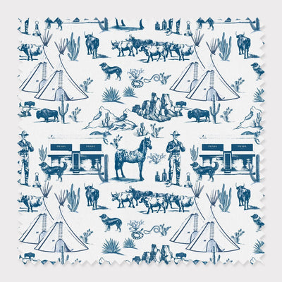 Marfa Toile Fabric Fabric By The Yard / Navy / Cotton Katie Kime