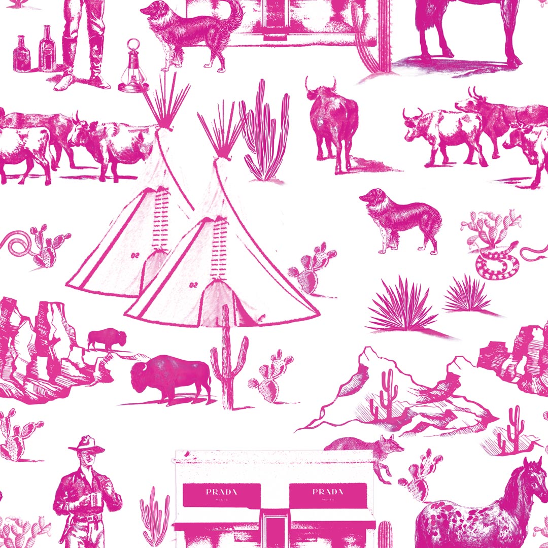 Marfa Toile Peel & Stick Wallpaper Peel & Stick Wallpaper Pink / Sample Katie Kime