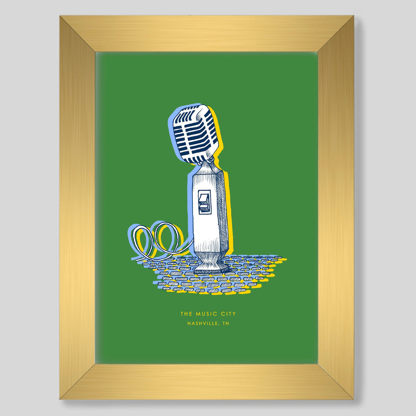 Nashville Microphone Print Gallery Print Green Print / 8x10 / Gold Frame Katie Kime