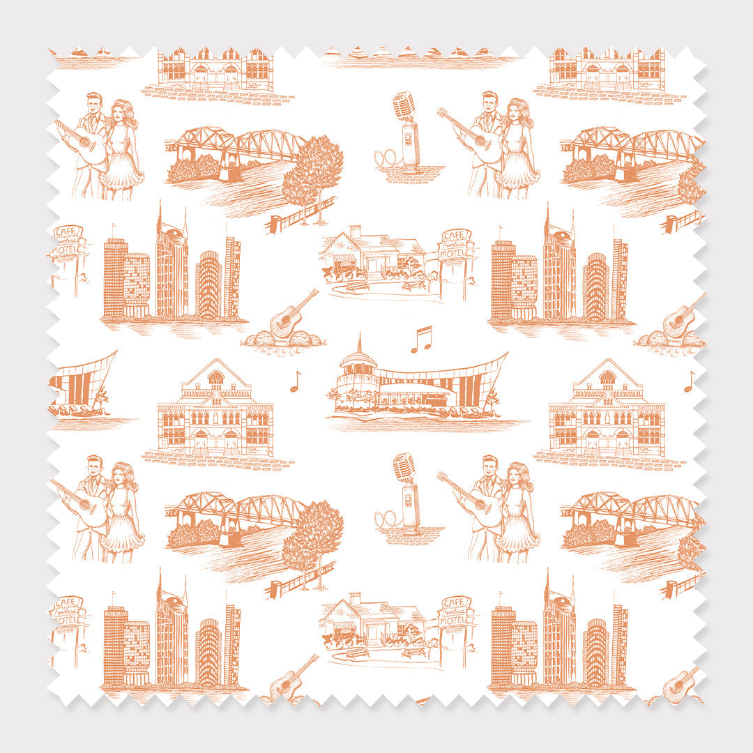 Nashville Toile Fabric Fabric By The Yard / Cotton / Apricot Katie Kime