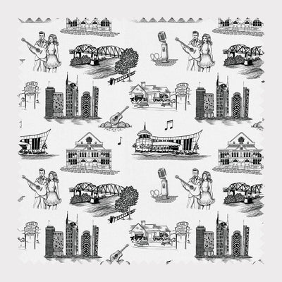 Nashville Toile Fabric Fabric By The Yard / Cotton / Black Katie Kime