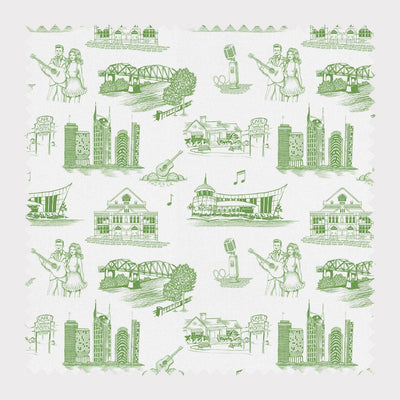 Nashville Toile Fabric Fabric By The Yard / Cotton / Green Katie Kime