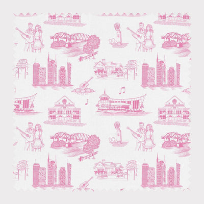 Nashville Toile Fabric Fabric By The Yard / Cotton / Pink Katie Kime