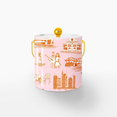 Nashville Toile Ice Bucket Ice Bucket Orange Pink / Gold Katie Kime