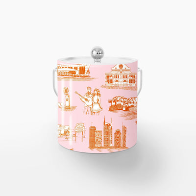 Nashville Toile Ice Bucket Ice Bucket Orange Pink / Silver Katie Kime