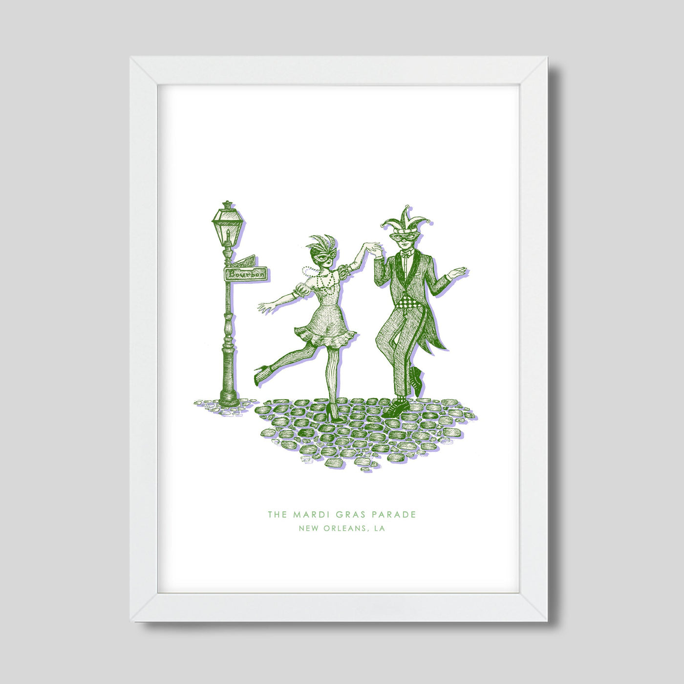 New Orleans Mardi Gras Print Gallery Print Green Print / 8x10 / White Frame Katie Kime