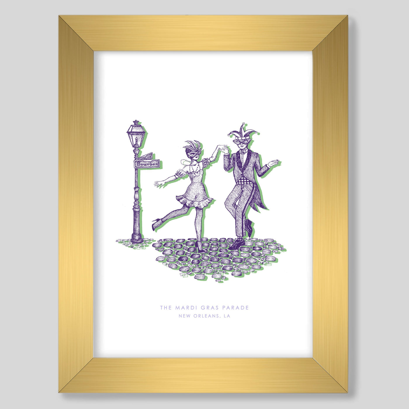 New Orleans Mardi Gras Print Gallery Print Purple Print / 8x10 / Gold Frame Katie Kime