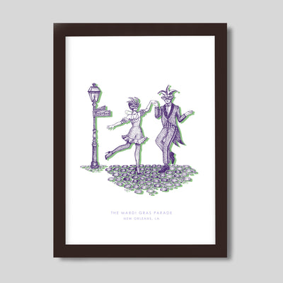 New Orleans Mardi Gras Print Gallery Print Purple Print / 8x10 / Walnut Frame Katie Kime