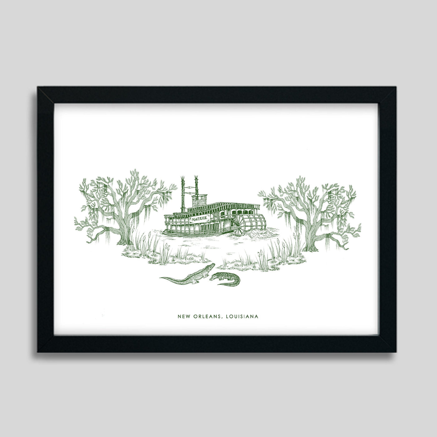 New Orleans Steamboat Print Gallery Print Green Print / 8x10 / Black Frame Katie Kime