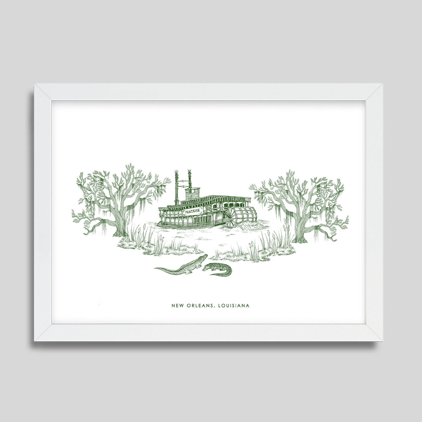New Orleans Steamboat Print Gallery Print Green Print / 8x10 / White Frame Katie Kime