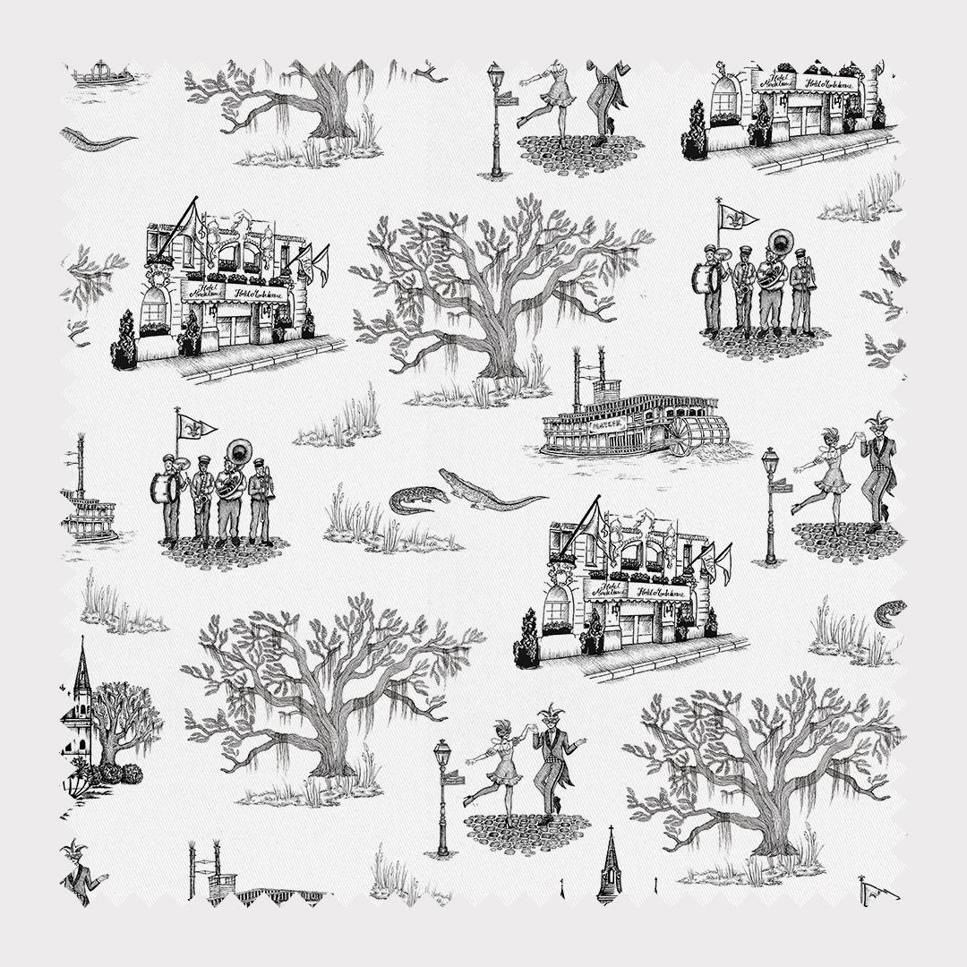 New Orleans Toile Fabric Fabric By The Yard / Cotton / Black Katie Kime