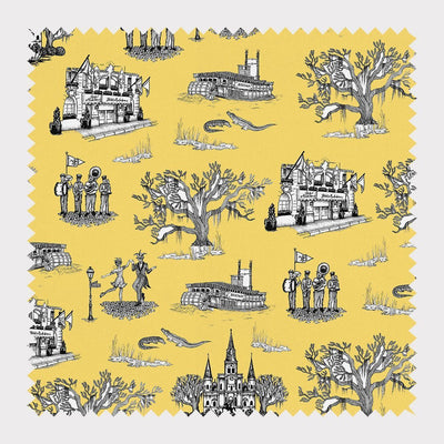 New Orleans Toile Fabric Fabric By The Yard / Cotton / Gold Katie Kime