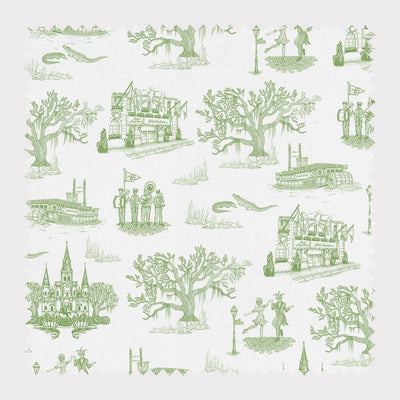 New Orleans Toile Fabric Fabric By The Yard / Cotton / Green Katie Kime