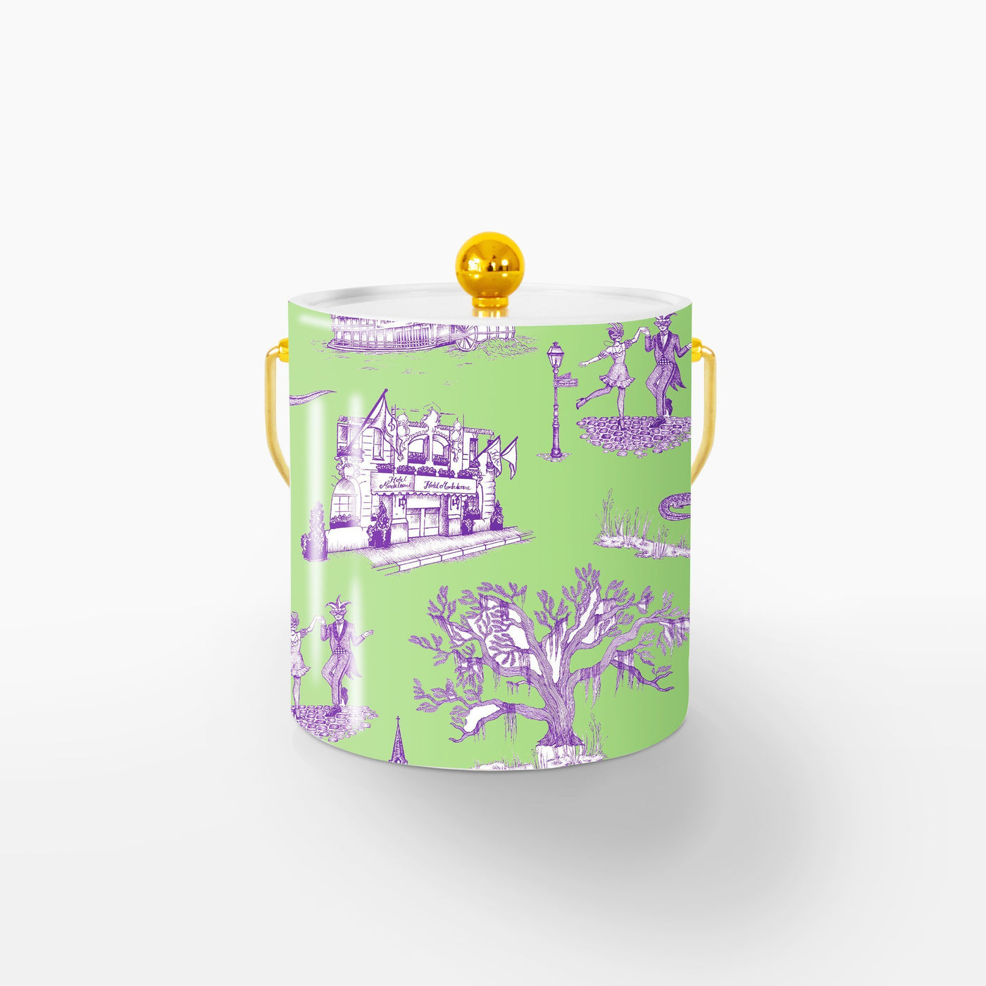 Ice Bucket Green Lavender / Gold New Orleans Toile Ice Bucket Katie Kime