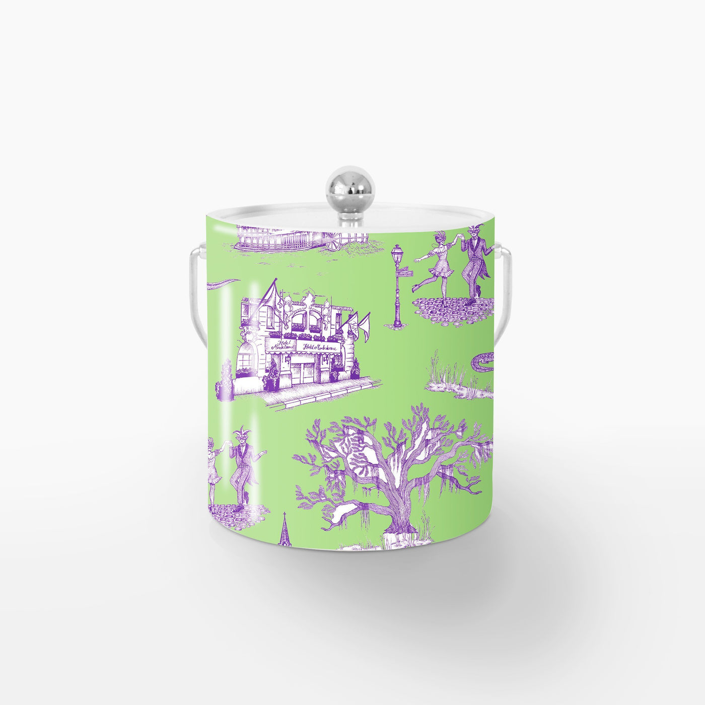 New Orleans Toile Ice Bucket Ice Bucket Green Lavender / Silver Katie Kime