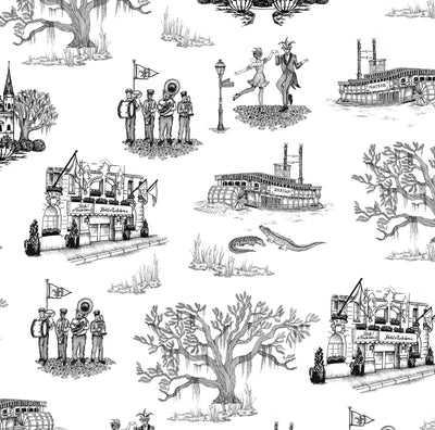 Wallpaper Black / Double Roll New Orleans Toile Wallpaper Katie Kime