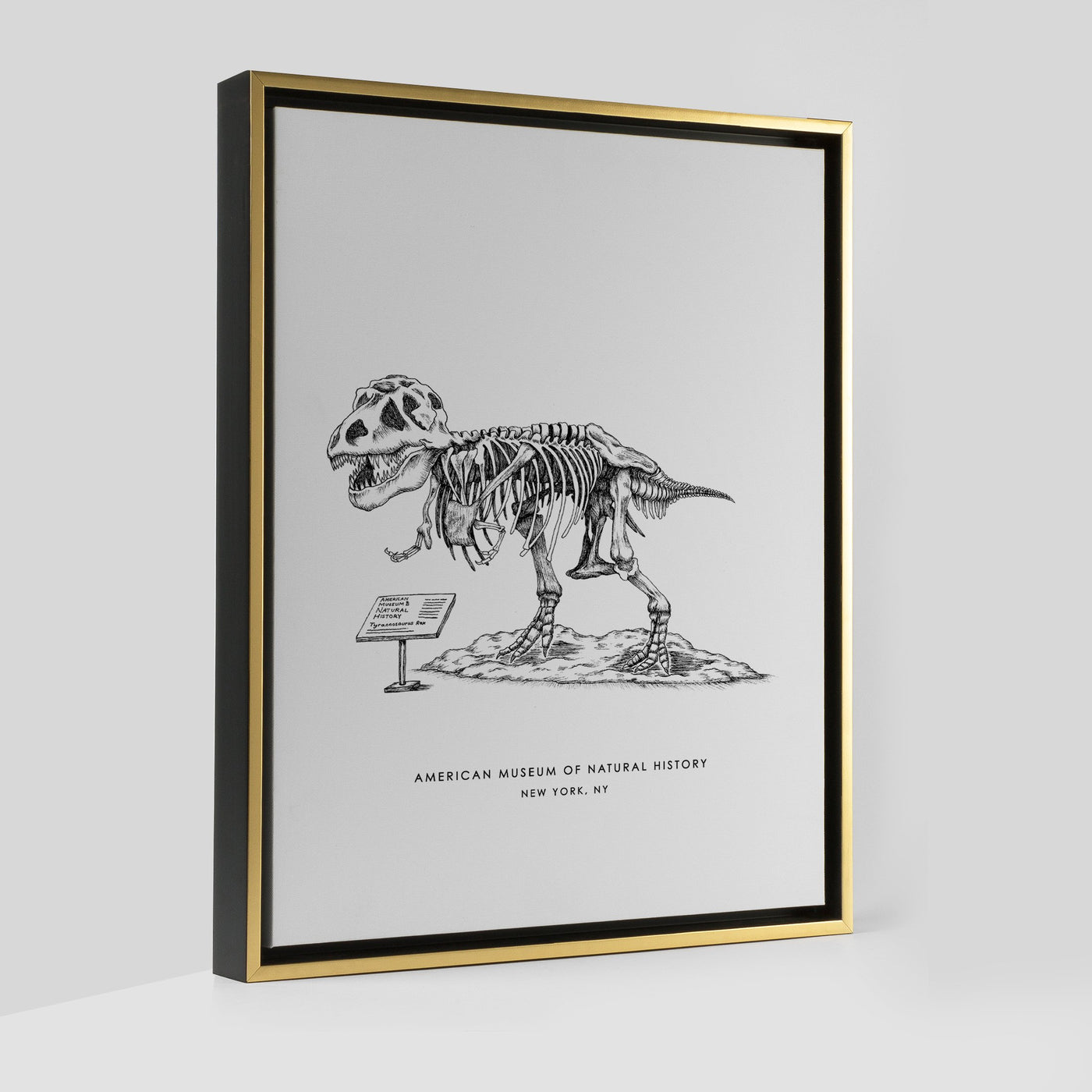 New York Dinosaur Print Gallery Print Black Frame Canvas / 8x10 / Gold Frame Katie Kime