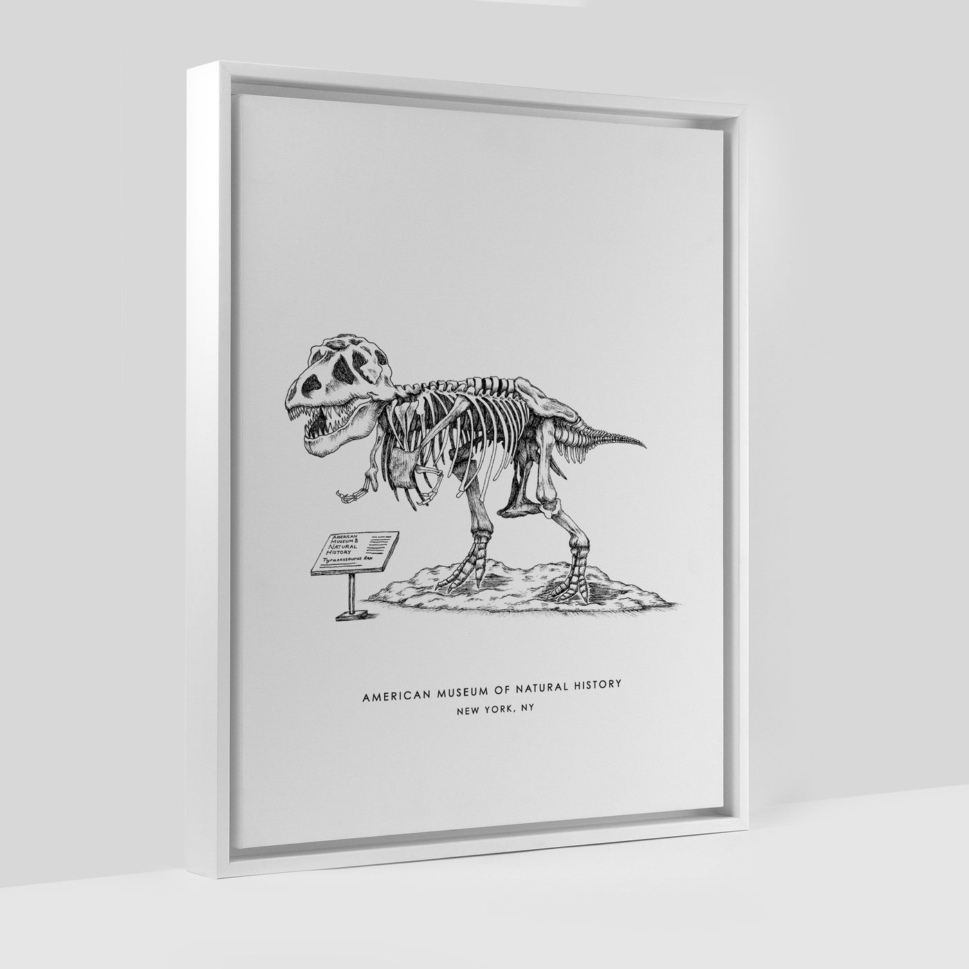 New York Dinosaur Print Gallery Print Black Frame Canvas / 8x10 / White Frame Katie Kime
