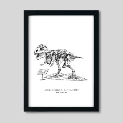 New York Dinosaur Print Gallery Print Black Print / 8x10 / Black Frame Katie Kime