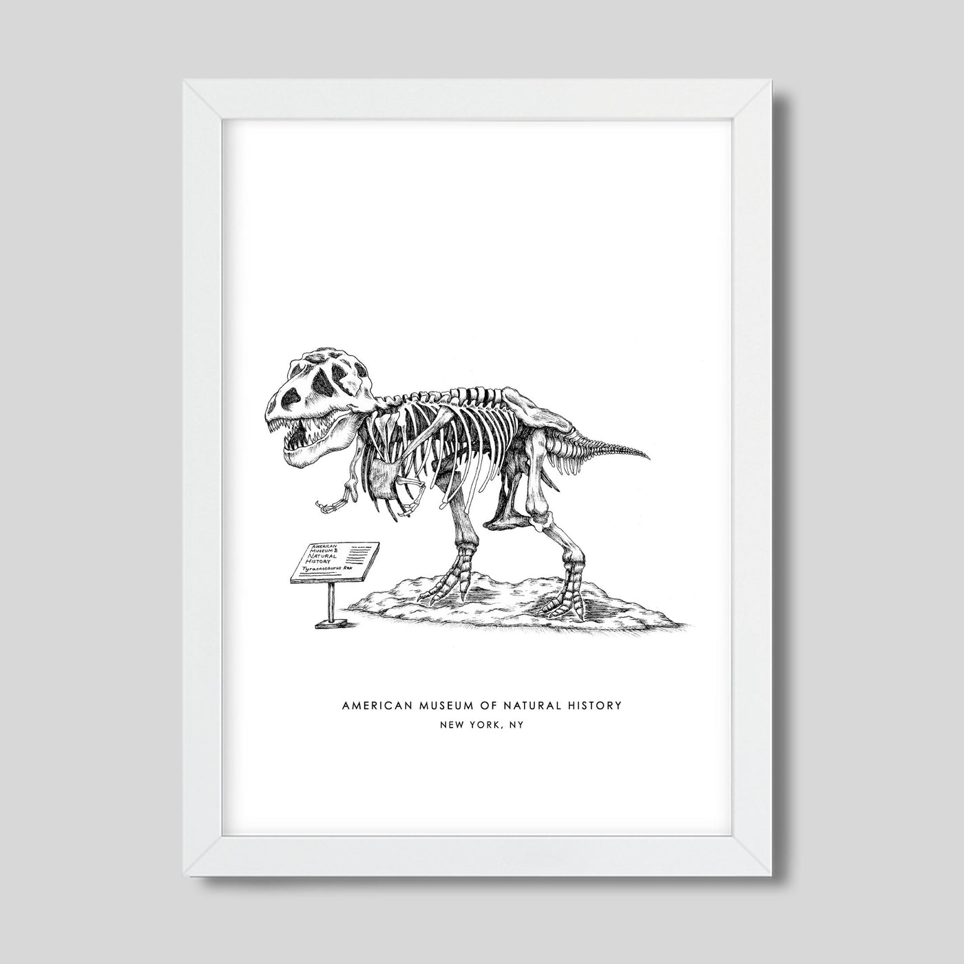 New York Dinosaur Print Gallery Print Black Print / 8x10 / White Frame Katie Kime
