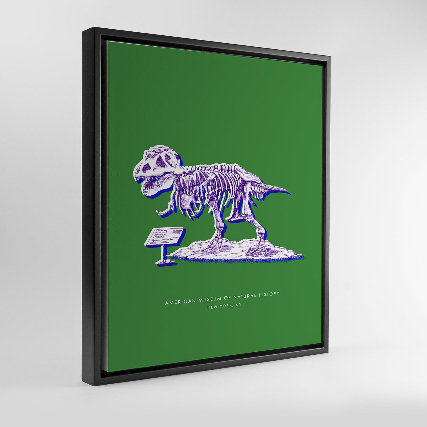 New York Dinosaur Print Gallery Print Green Canvas / 8x10 / Black Frame Katie Kime