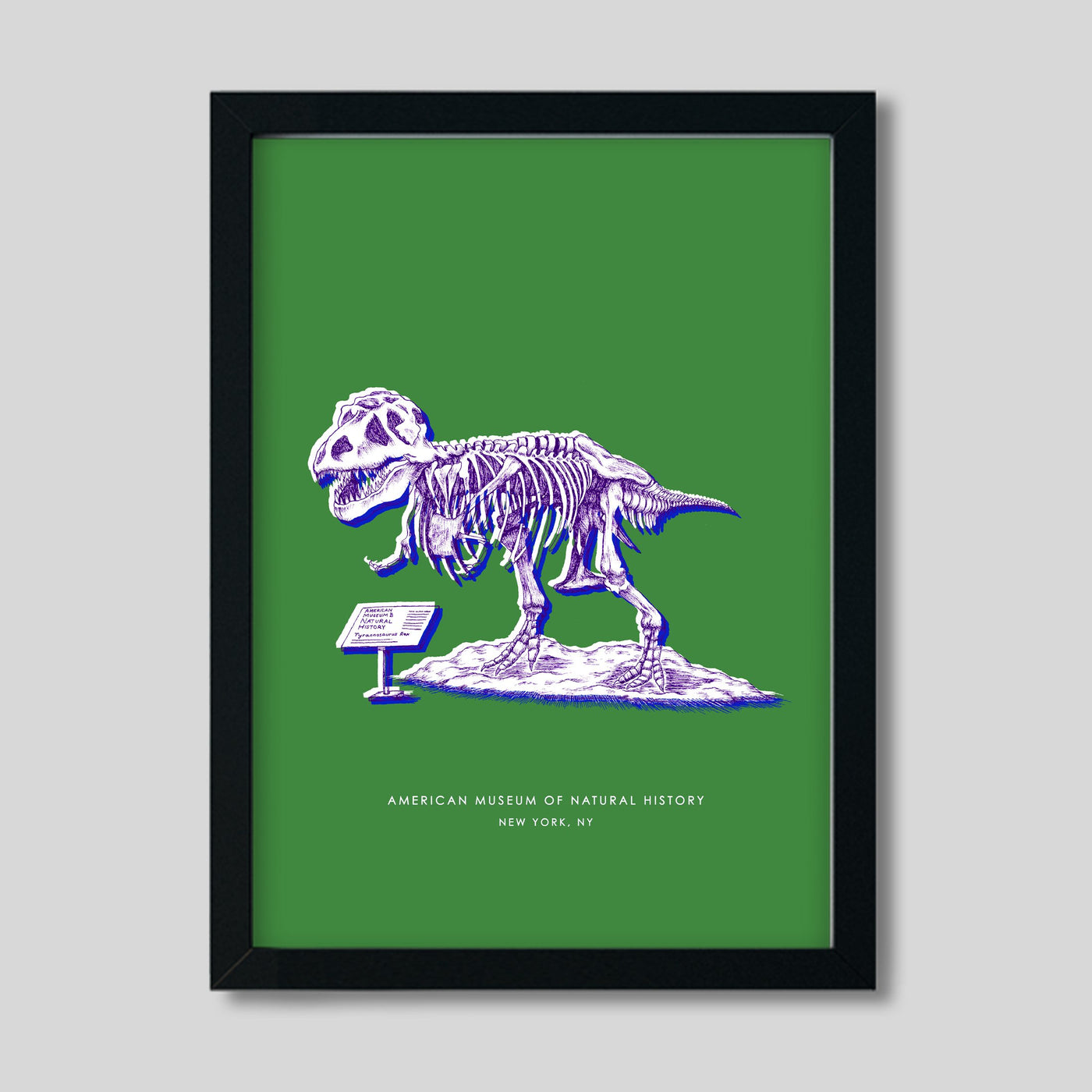 New York Dinosaur Print Gallery Print Green Print / 8x10 / Black Frame Katie Kime