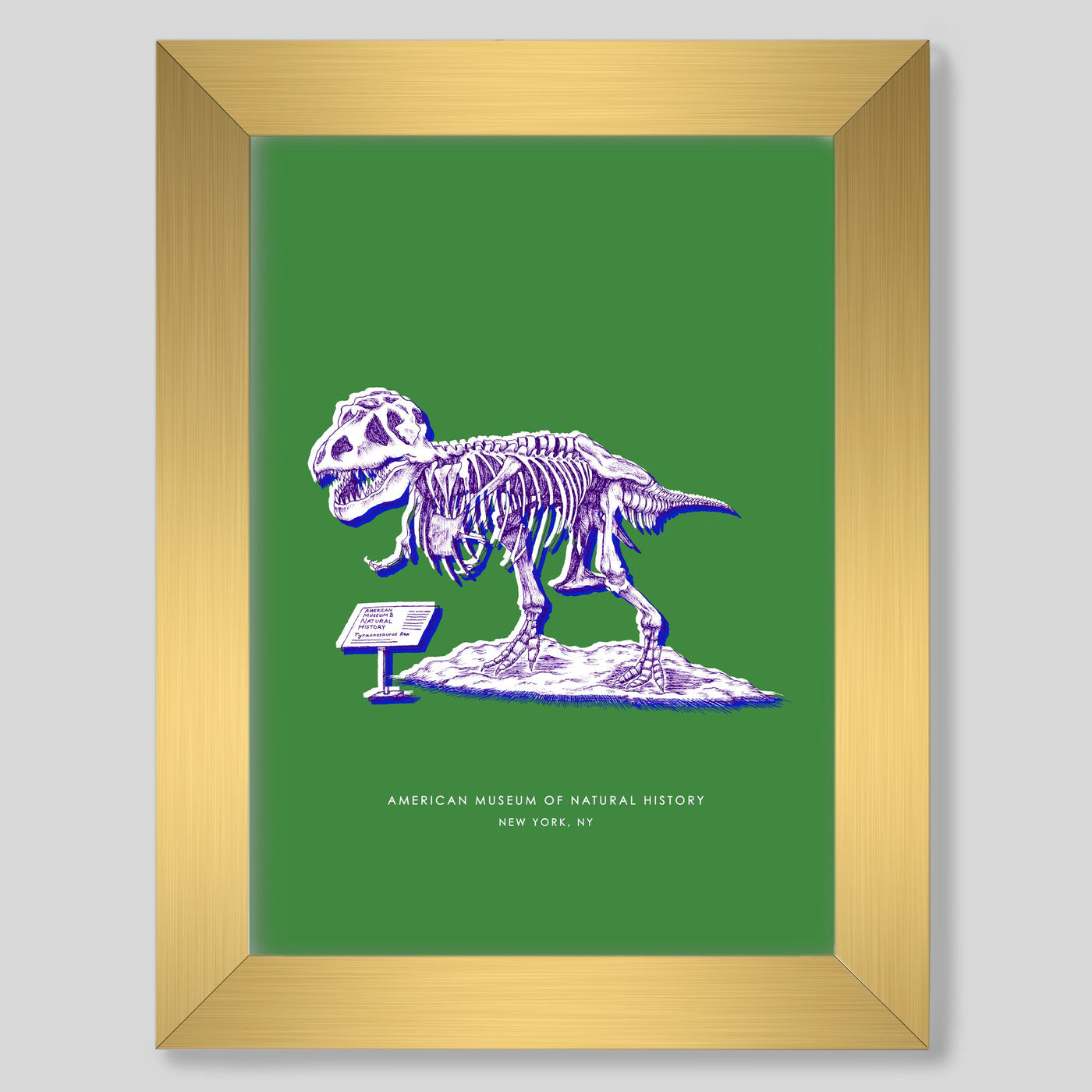 Gallery Prints Green Print / 8x10 / Gold Frame New York Dinosaur Print Katie Kime