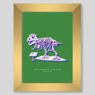 New York Dinosaur Print Gallery Print Green Print / 8x10 / Gold Frame Katie Kime