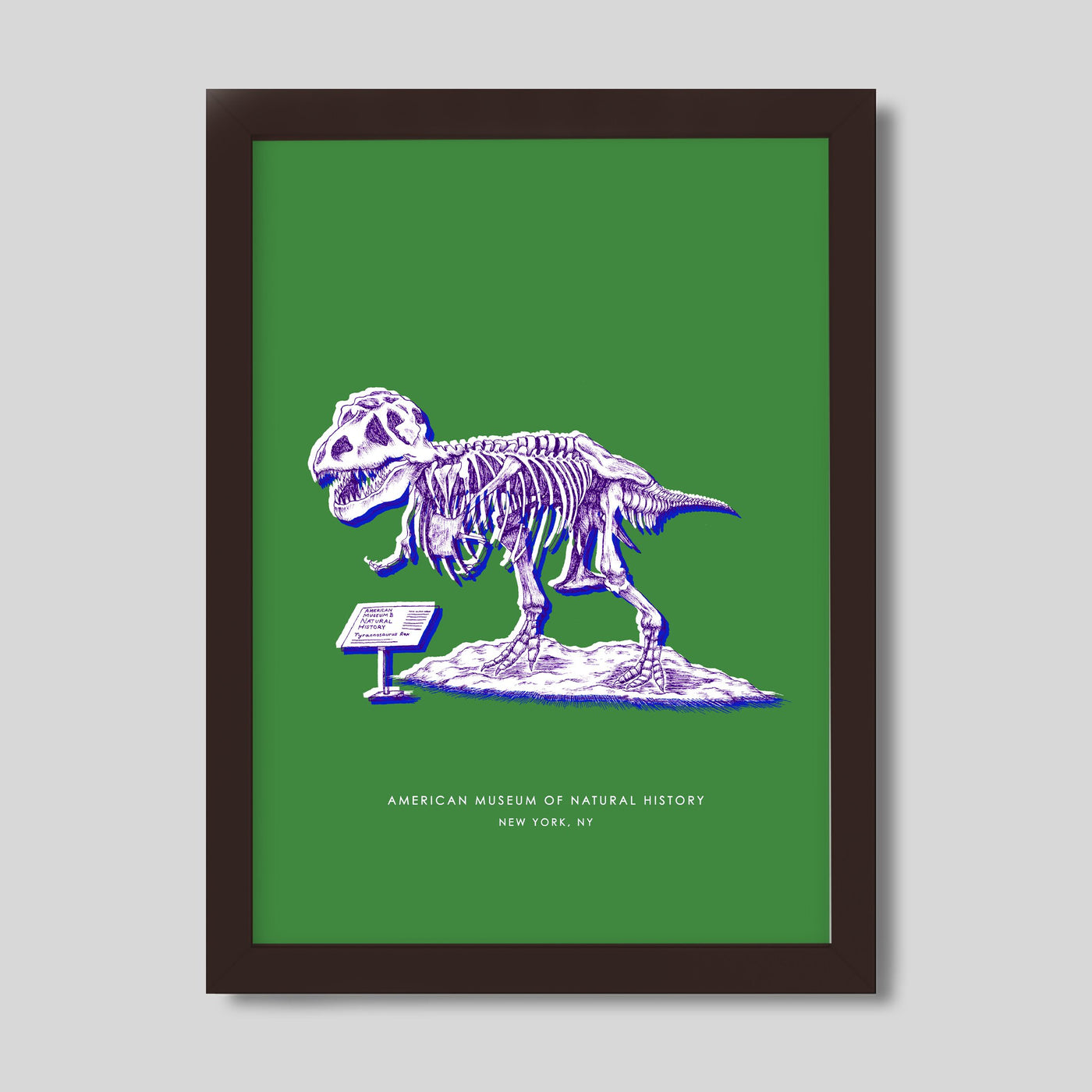 Gallery Prints Green Print / 8x10 / Walnut Frame New York Dinosaur Print Katie Kime