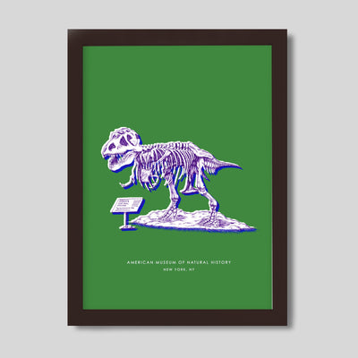 New York Dinosaur Print Gallery Print Green Print / 8x10 / Walnut Frame Katie Kime