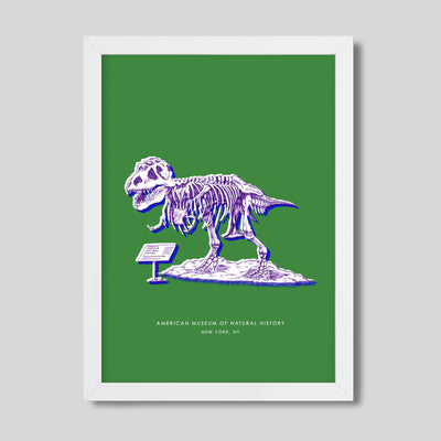 New York Dinosaur Print Gallery Print Green Print / 8x10 / White Frame Katie Kime