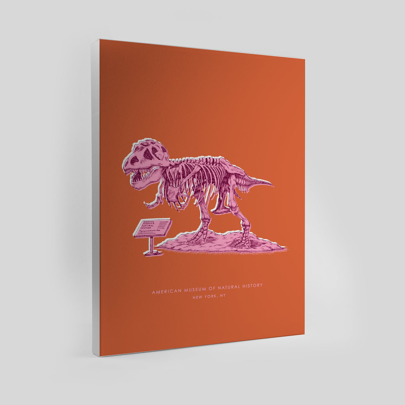 New York Dinosaur Print Gallery Print Orange Canvas / 8x10 / Unframed Katie Kime