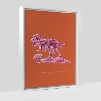 New York Dinosaur Print Gallery Print Orange Canvas / 8x10 / White Frame Katie Kime