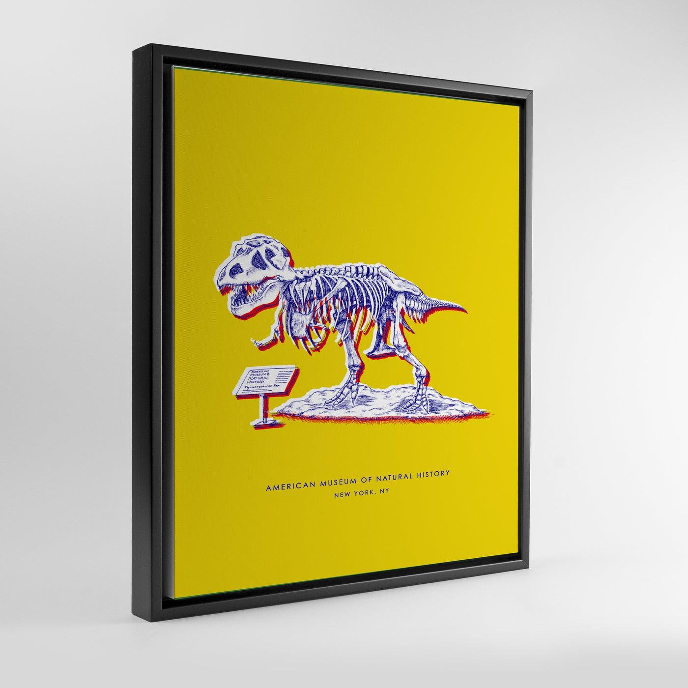New York Dinosaur Print Gallery Print Yellow Canvas / 8x10 / Black Frame Katie Kime