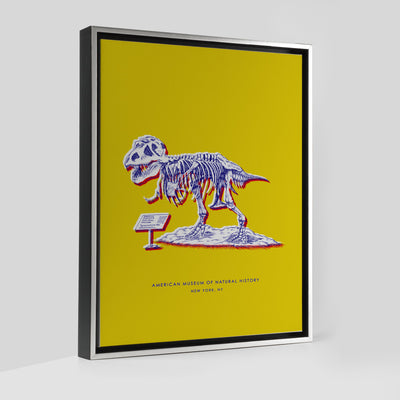 New York Dinosaur Print Gallery Print Yellow Canvas / 8x10 / Silver Frame Katie Kime