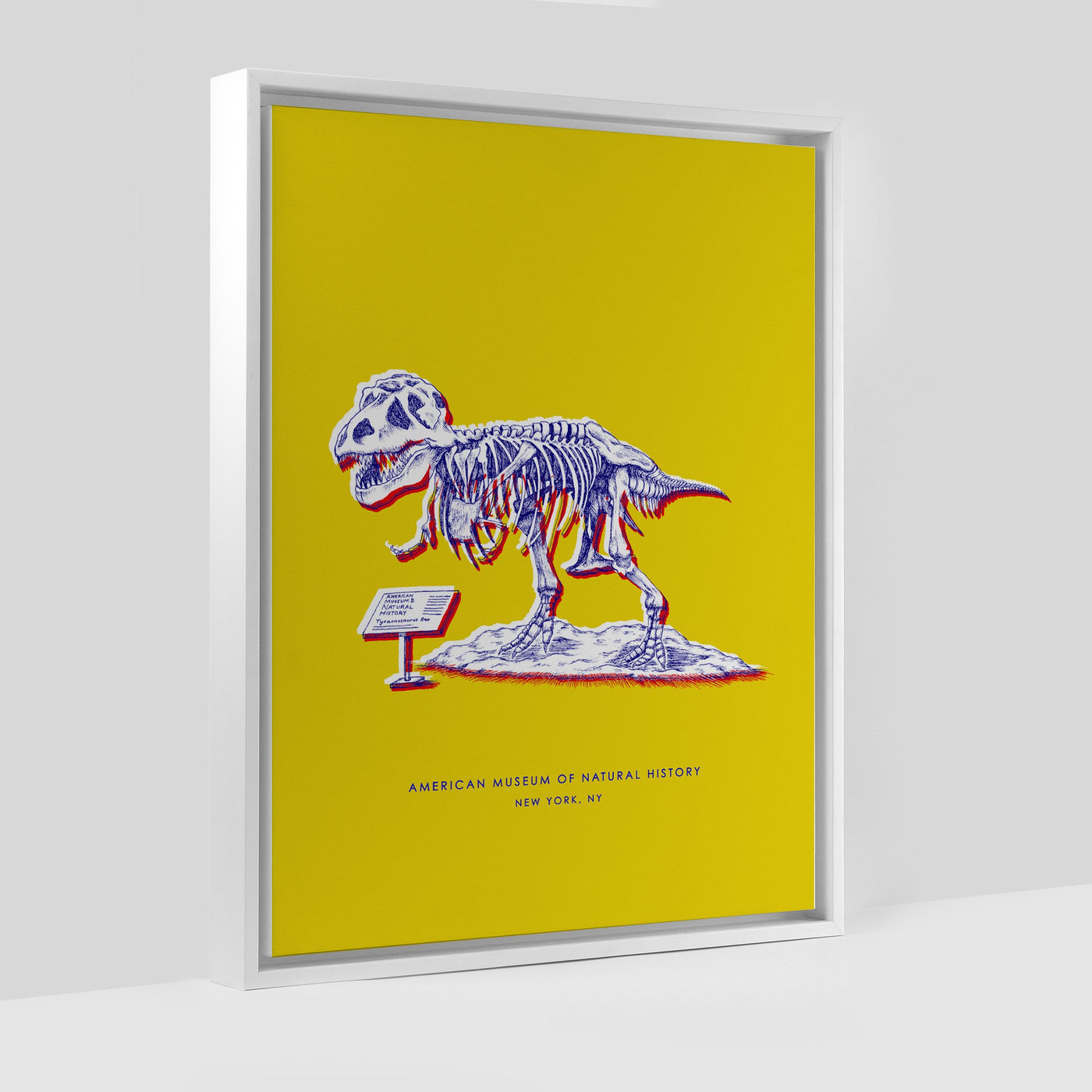 New York Dinosaur Print Gallery Print Yellow Canvas / 8x10 / White Frame Katie Kime