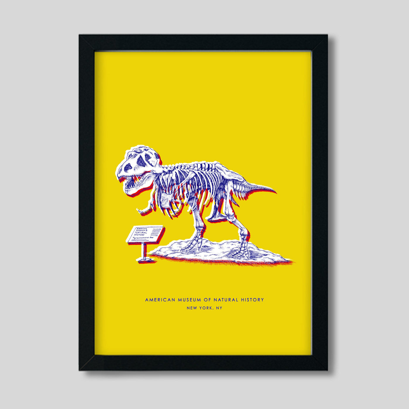 New York Dinosaur Print Gallery Print Yellow Print / 8x10 / Black Frame Katie Kime