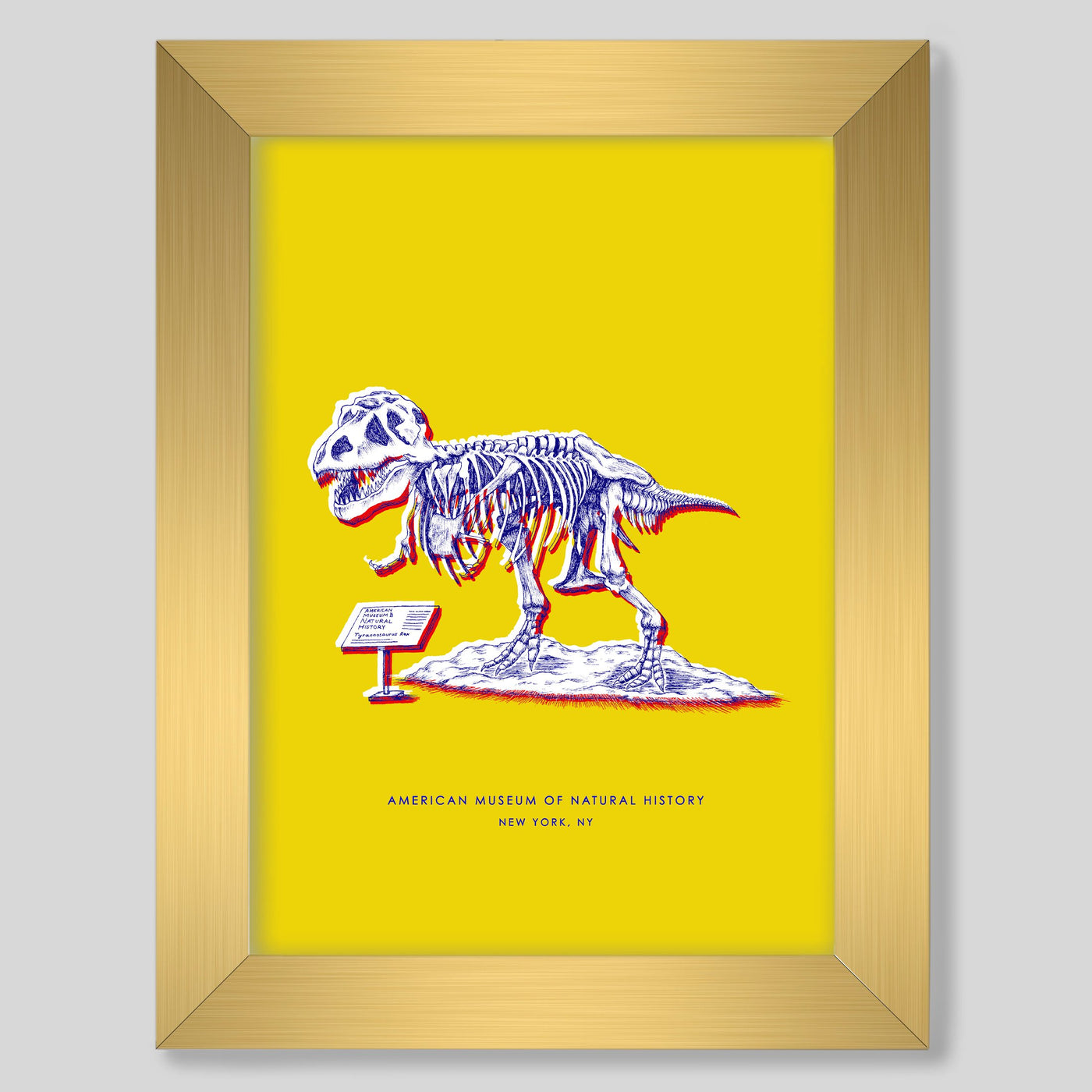 Gallery Prints Yellow Print / 8x10 / Gold Frame New York Dinosaur Print Katie Kime