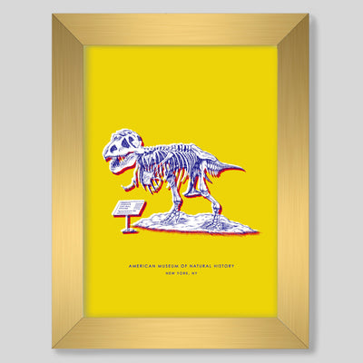 New York Dinosaur Print Gallery Print Yellow Print / 8x10 / Gold Frame Katie Kime