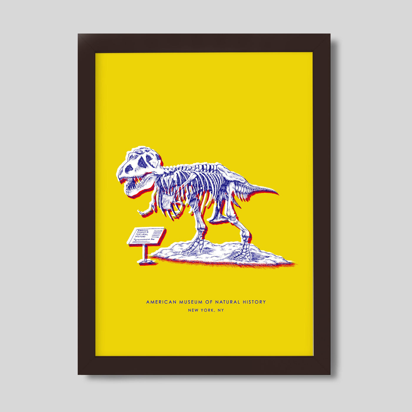 Gallery Prints Yellow Print / 8x10 / Walnut Frame New York Dinosaur Print Katie Kime