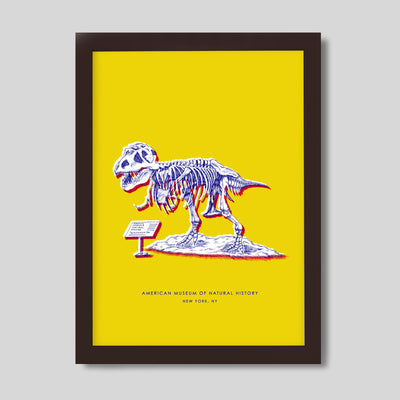 New York Dinosaur Print Gallery Print Yellow Print / 8x10 / Walnut Frame Katie Kime