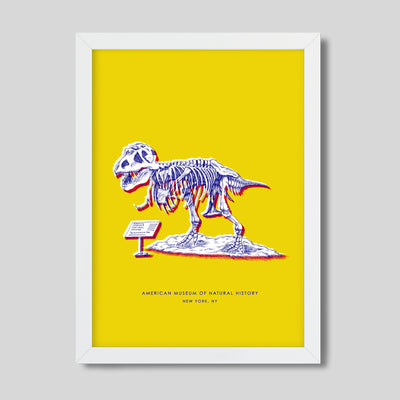 New York Dinosaur Print Gallery Print Yellow Print / 8x10 / White Frame Katie Kime