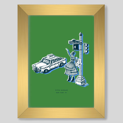 New York Fifth Avenue Print Gallery Print Green Print / 8x10 / Gold Frame Katie Kime
