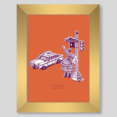 New York Fifth Avenue Print Gallery Print Orange Print / 8x10 / Gold Frame Katie Kime